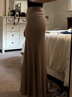 Neutral Tan Maxi Skirt - Sleek High-Waist Design